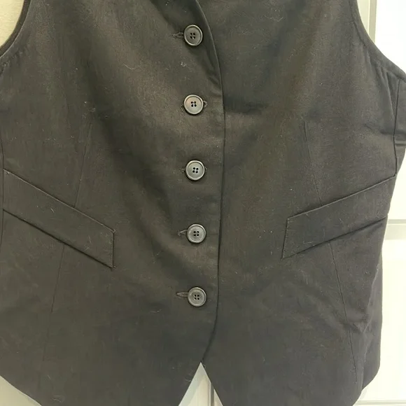 Express Women's Classic Black Button-Up Vest, size large - Picture 6 of 9
